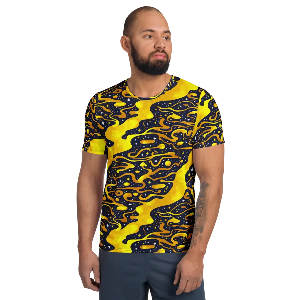 Gold Nebula on Men's Athletic T-Shirt — Front