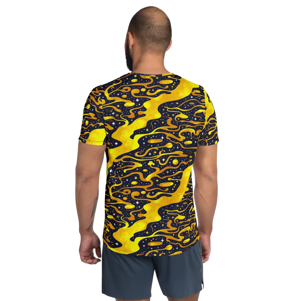Gold Nebula on Men's Athletic T-Shirt — Back