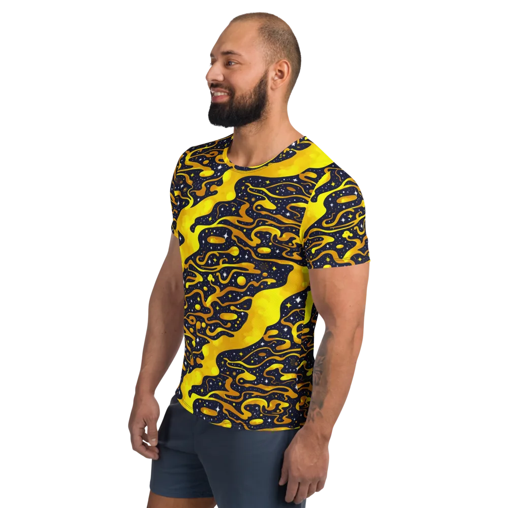 Gold Nebula on Men's Athletic T-Shirt — Left