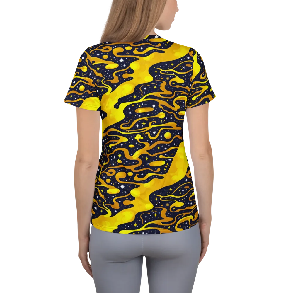 Gold Nebula on Women's Athletic T-Shirt — Back