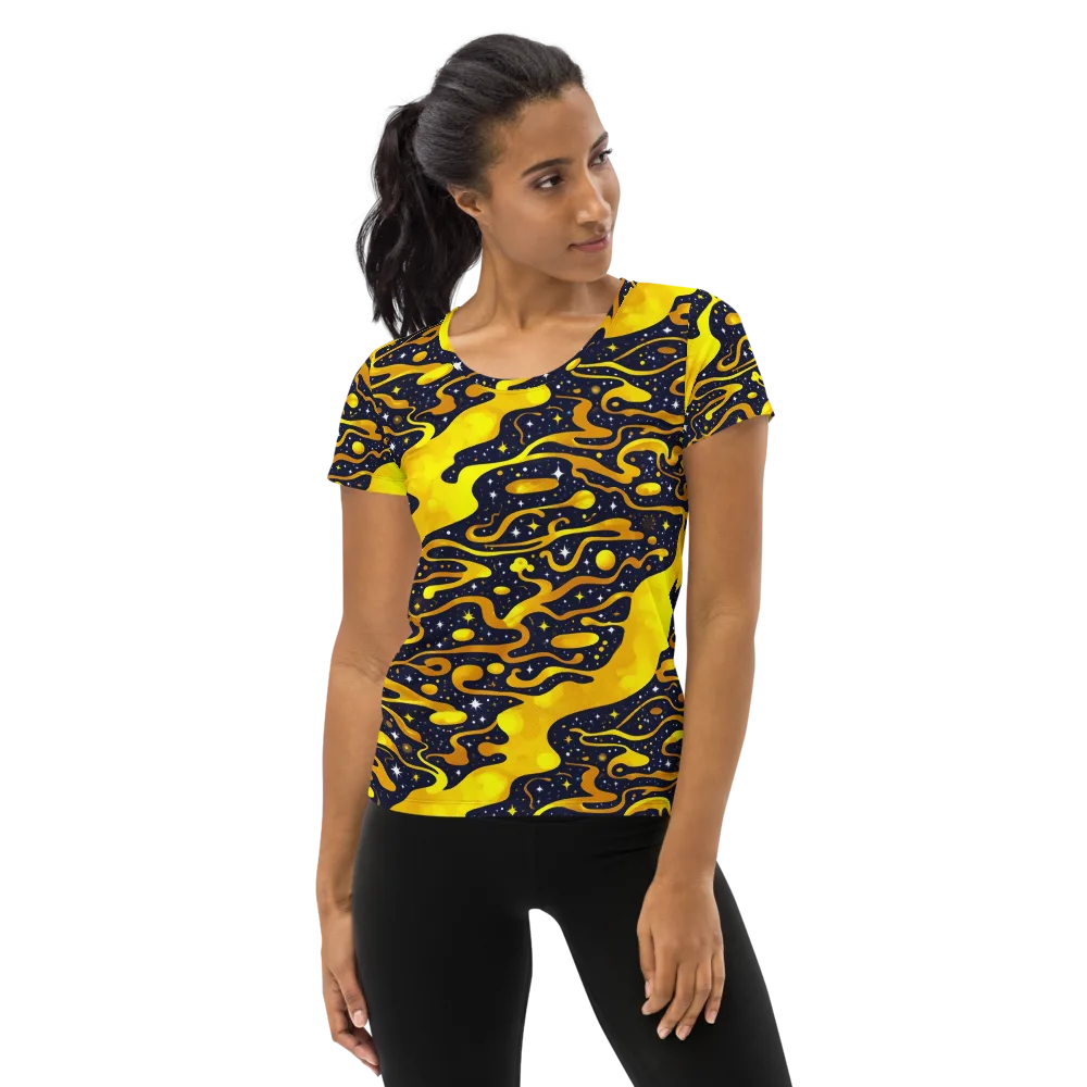Gold Nebula on Women's Athletic T-Shirt — Front