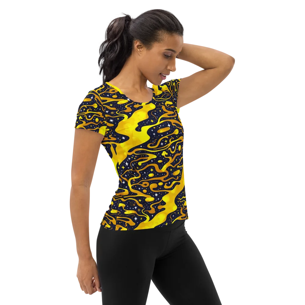 Gold Nebula on Women's Athletic T-Shirt — Right
