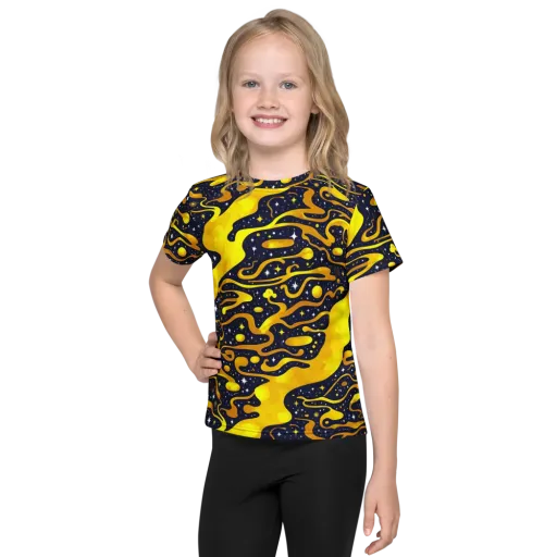 Gold Nebula on a Kids Crew Neck T-Shirt