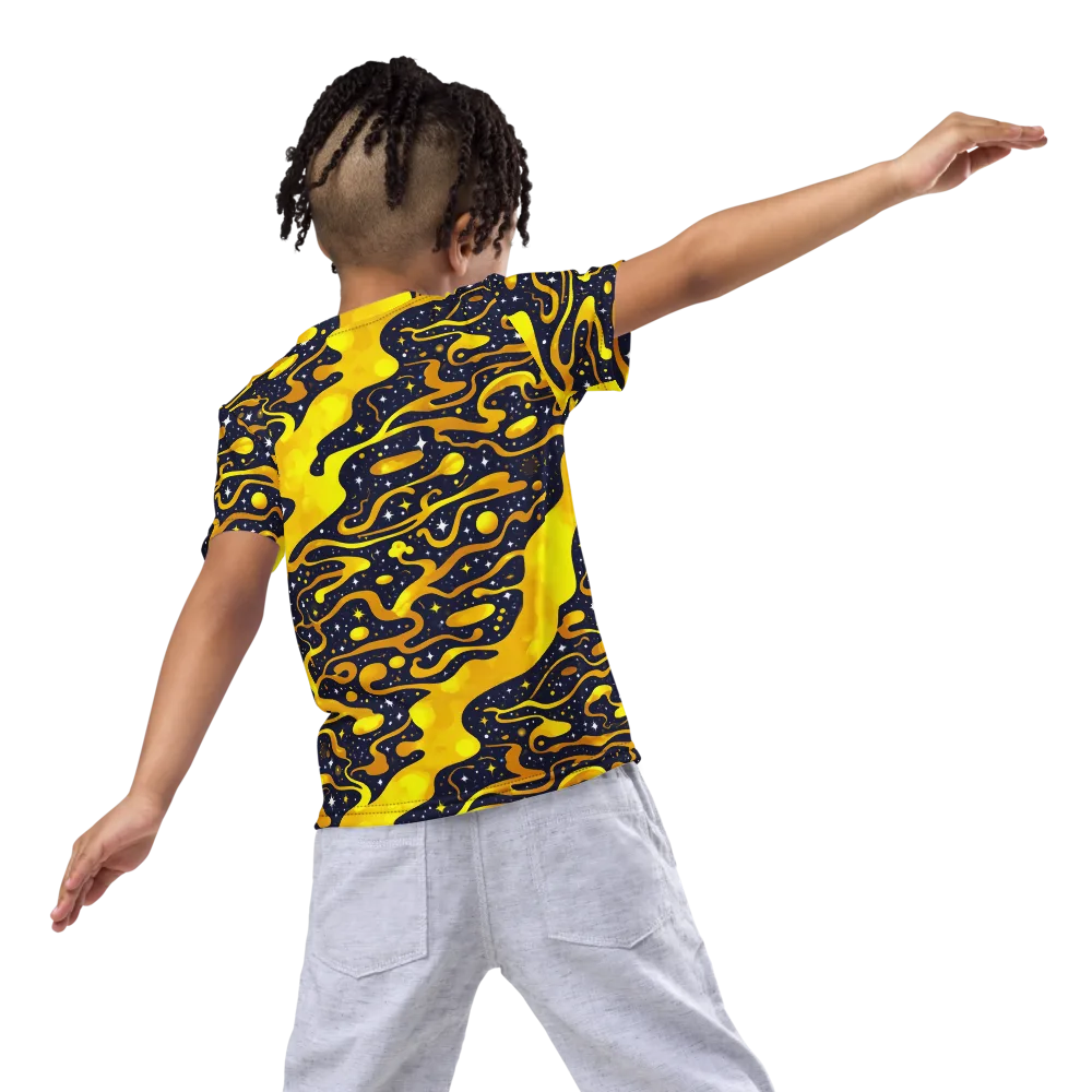 Gold Nebula on Kids Crew Neck T-Shirt — Back