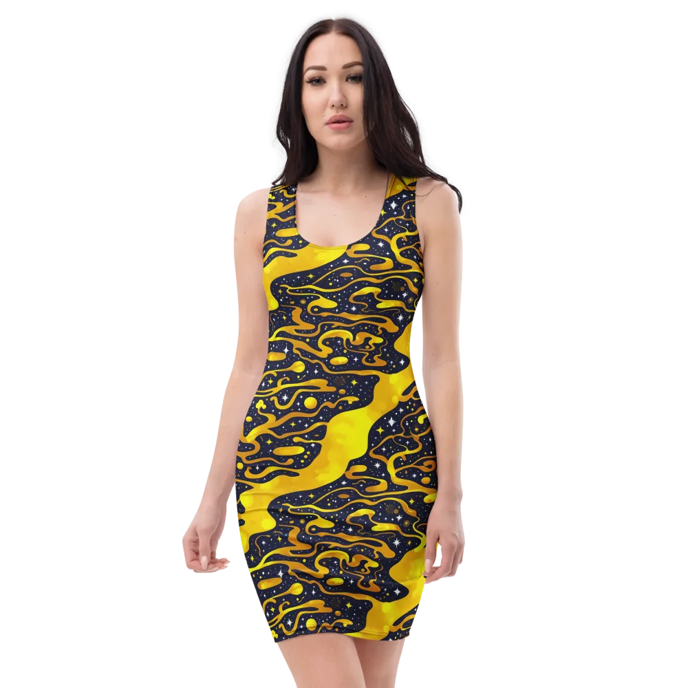 Gold Nebula on Bodycon Dress — Front