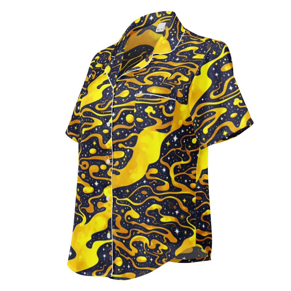 Gold Nebula on Women's Short Sleeve Pajama Top — Left Front