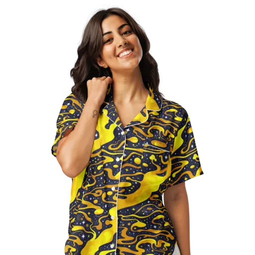 Gold Nebula on a Women's Short Sleeve Pajama Top