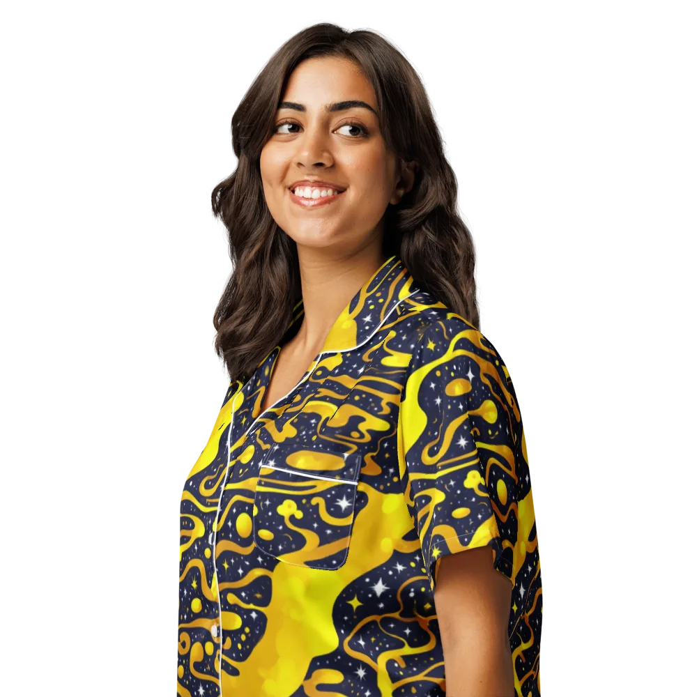 Gold Nebula on Women's Short Sleeve Pajama Top — Left Front