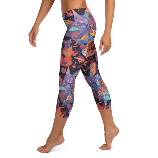 Cosmic Cat Parade on a Capri Leggings