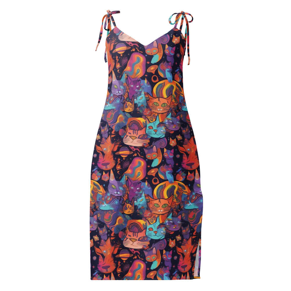 Cosmic Cat Parade on Slip Dress — Front