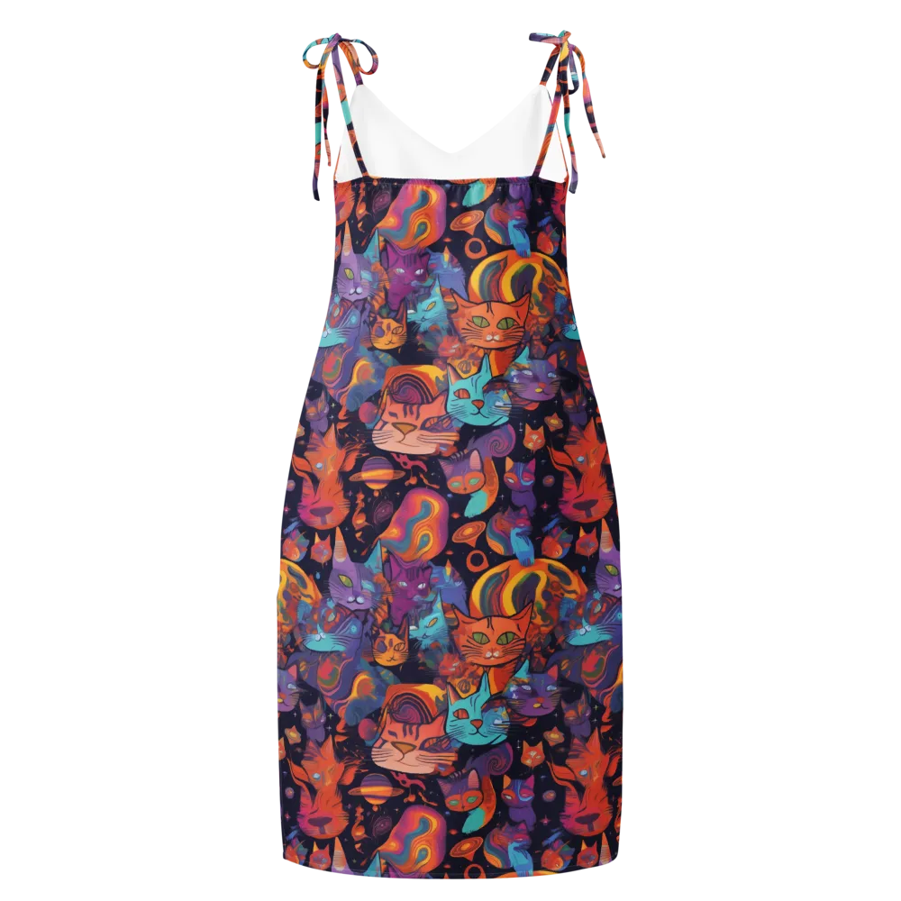 Cosmic Cat Parade on Slip Dress — Back
