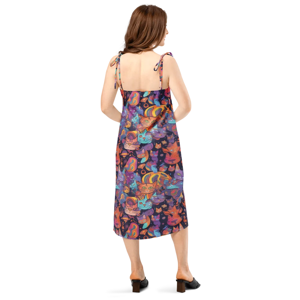 Cosmic Cat Parade on Slip Dress — Back