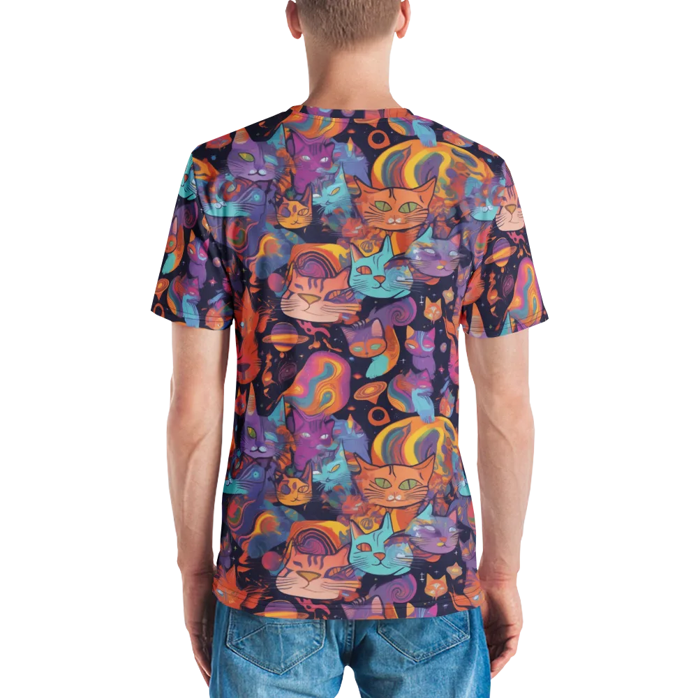 Cosmic Cat Parade on Men's Crew Neck T-Shirt — Back