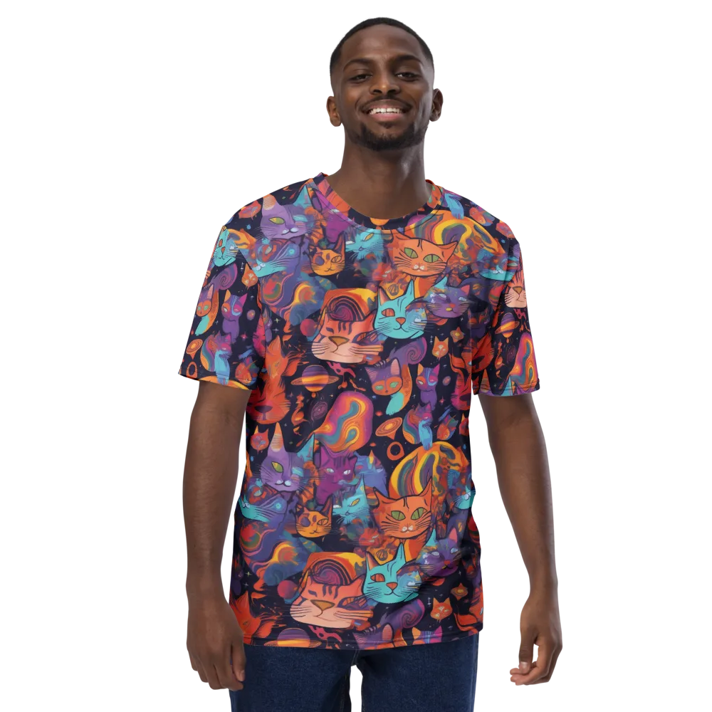 Cosmic Cat Parade on Men's Crew Neck T-Shirt — Front