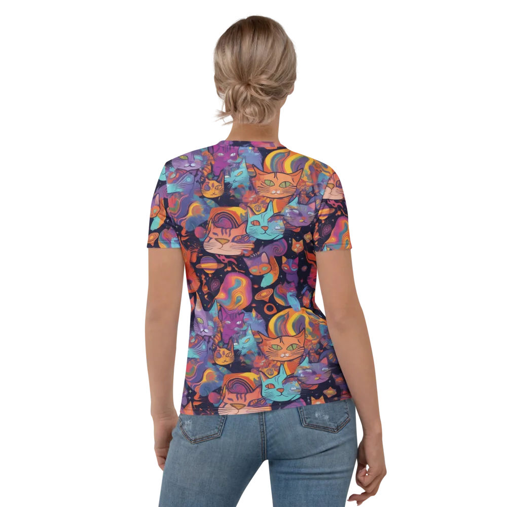 Cosmic Cat Parade on Women's Crew Neck T-Shirt — Back