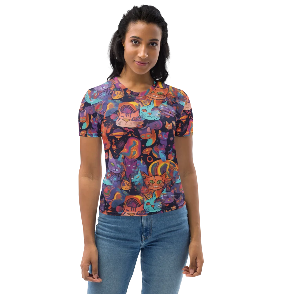 Cosmic Cat Parade on Women's Crew Neck T-Shirt — Front