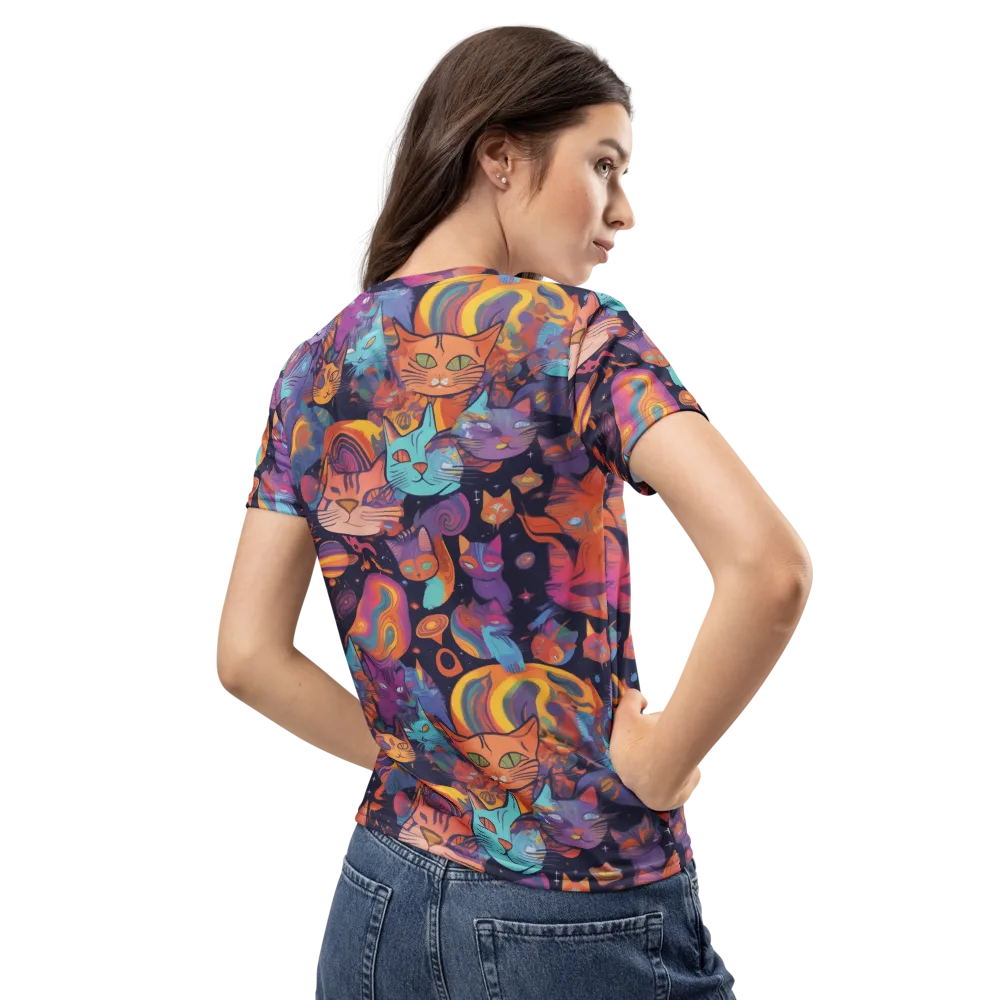 Cosmic Cat Parade on Women's Crew Neck T-Shirt — Back