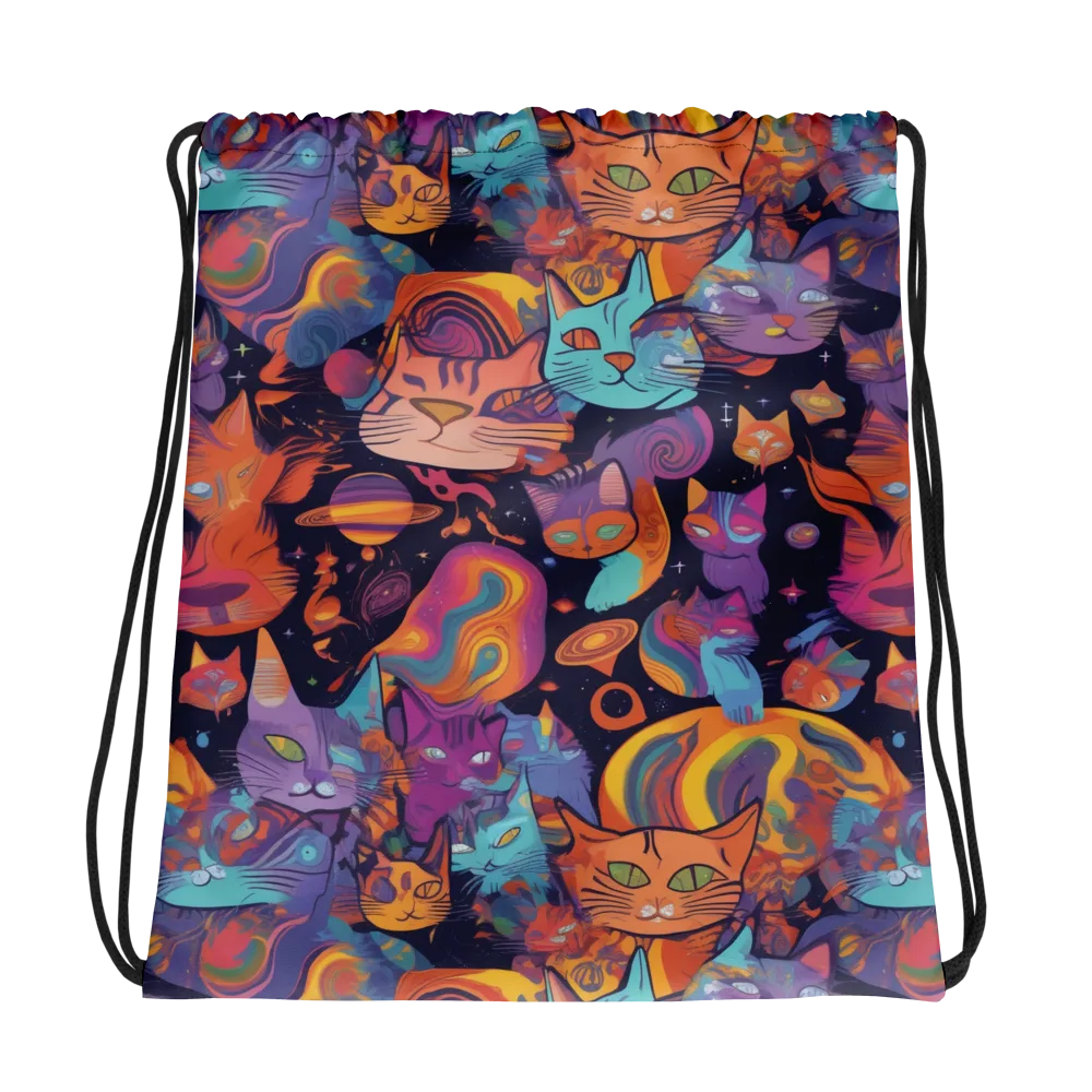 Cosmic Cat Parade on Drawstring Bag — Photo