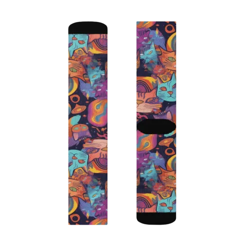 Cosmic Cat Parade on a Socks