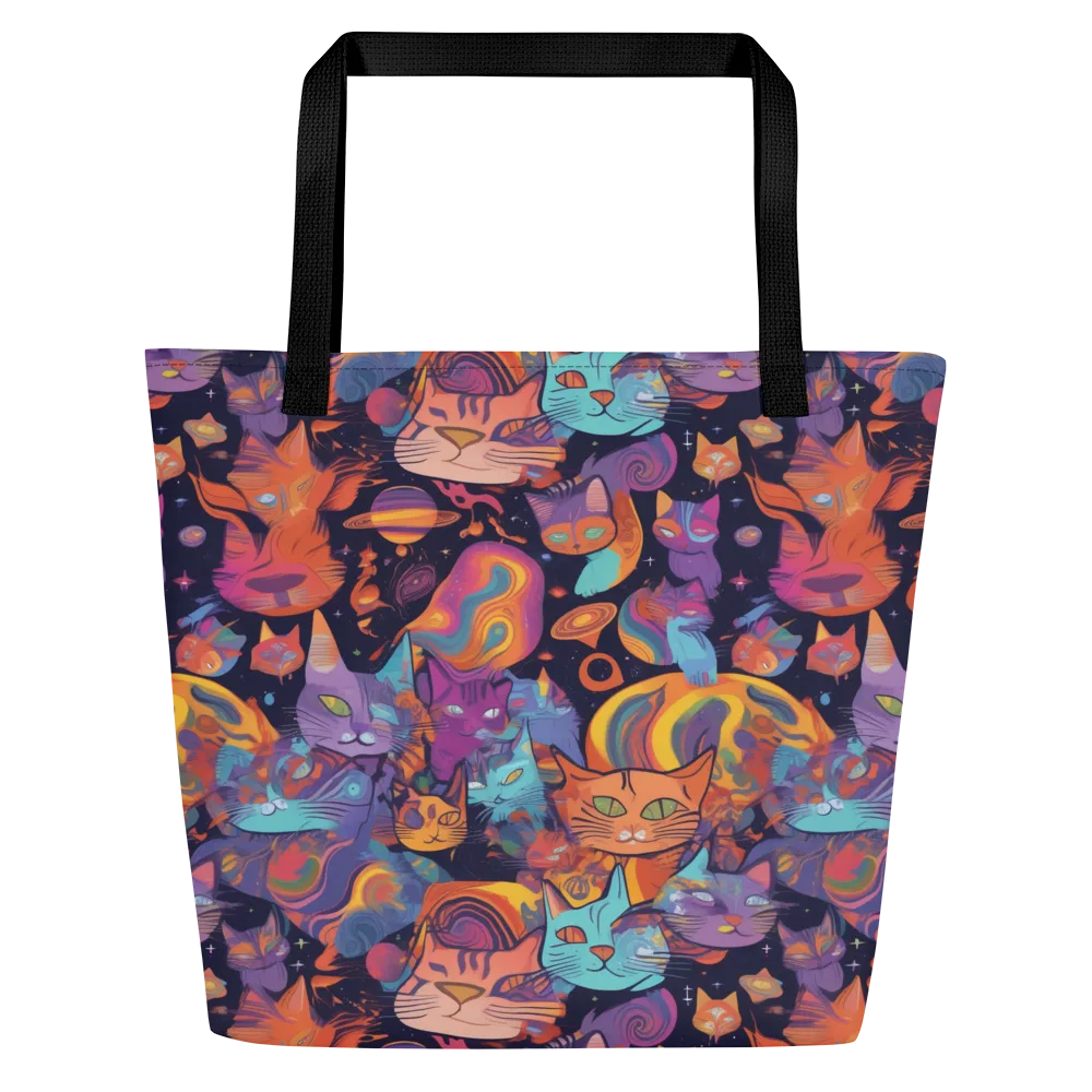 Cosmic Cat Parade on Large Tote Bag W/ Pocket — Front