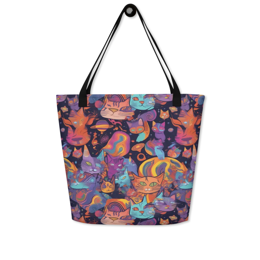 Cosmic Cat Parade on Large Tote Bag W/ Pocket — Front