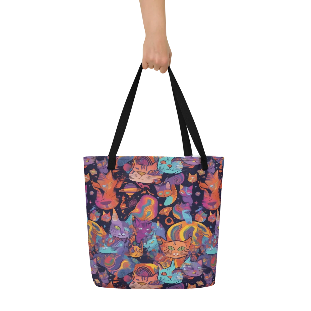 Cosmic Cat Parade on Large Tote Bag W/ Pocket — Front