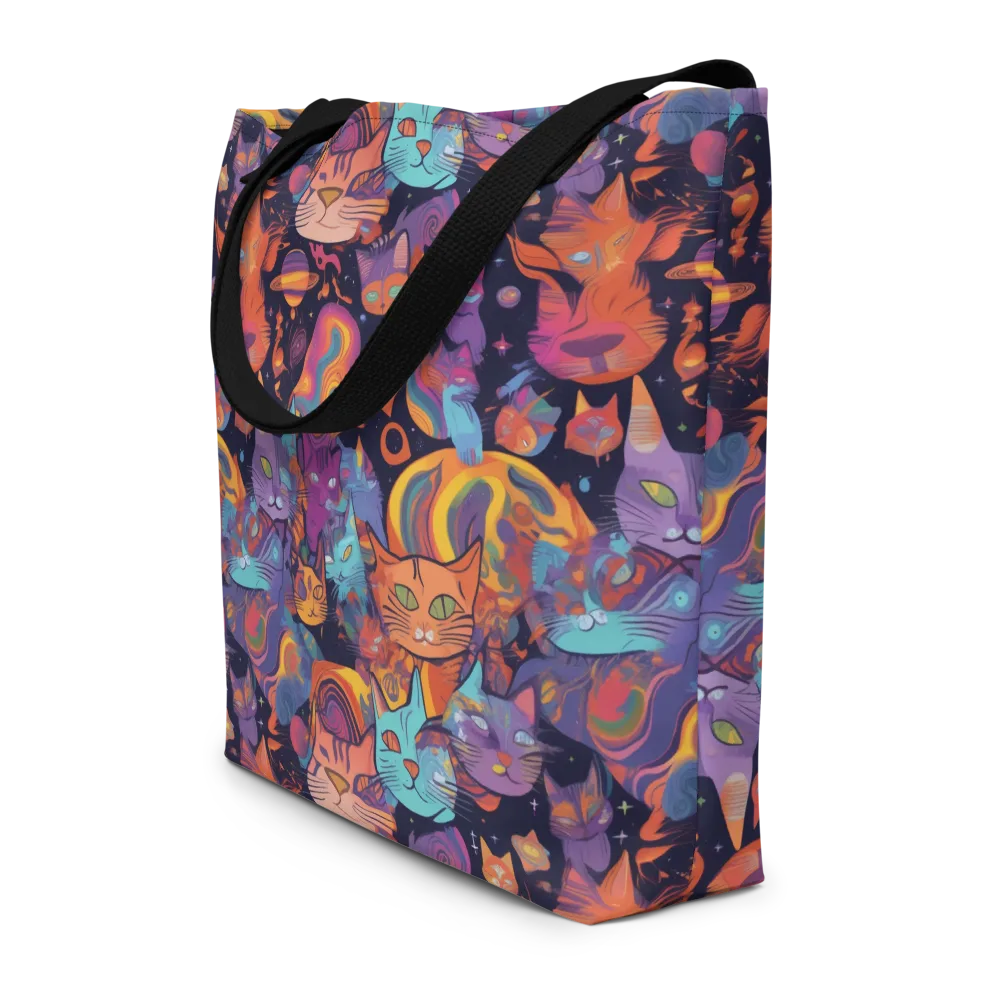 Cosmic Cat Parade on Large Tote Bag W/ Pocket — Front