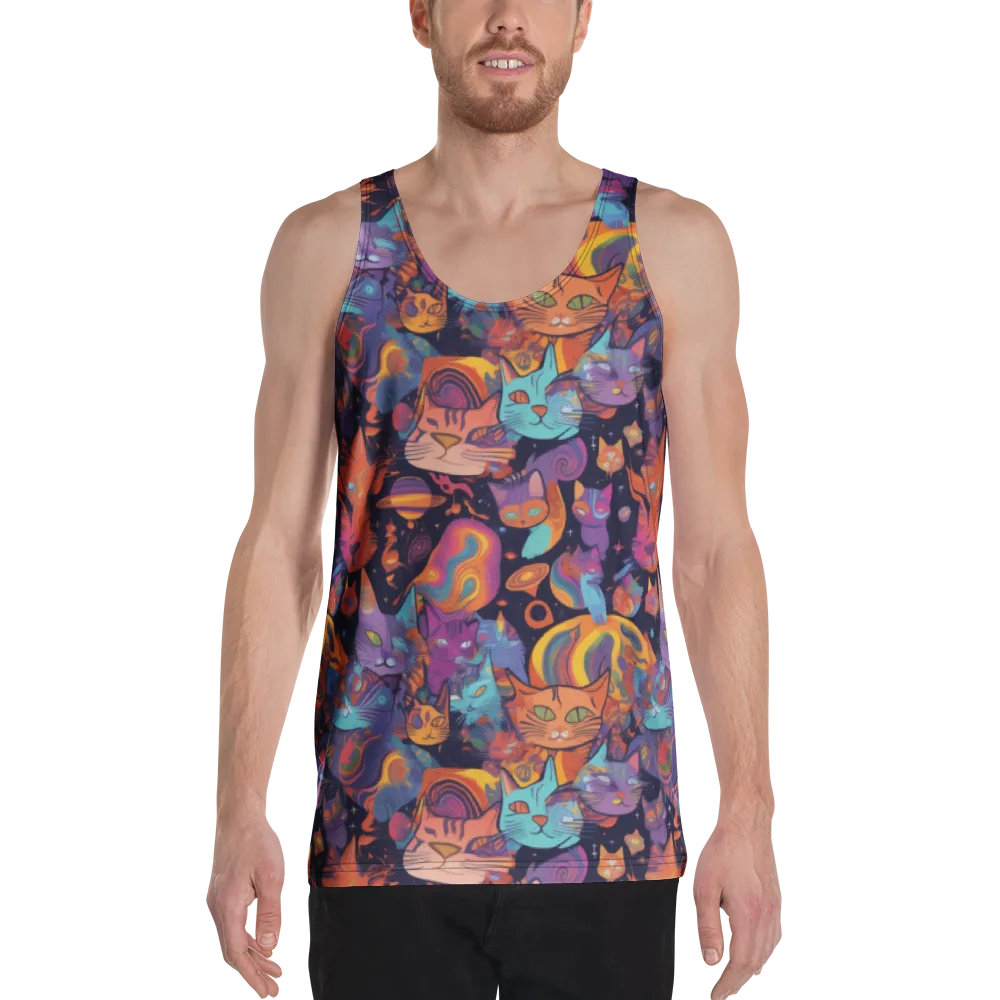 Cosmic Cat Parade on Men's Tank Top — Front