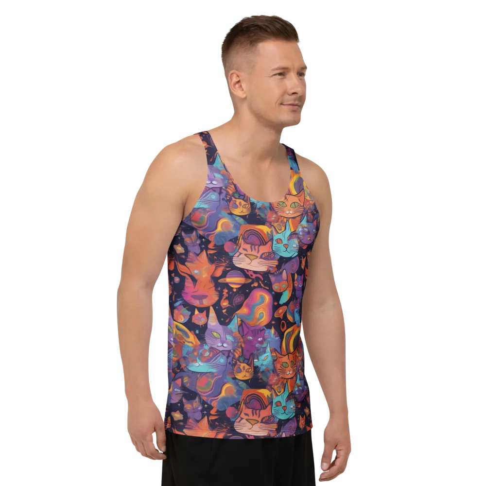 Cosmic Cat Parade on Men's Tank Top — Right Front