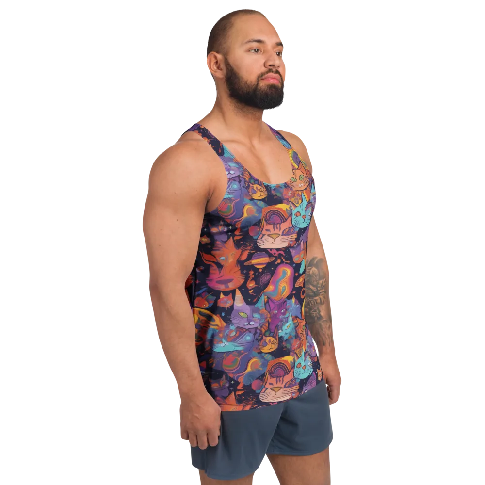 Cosmic Cat Parade on Men's Tank Top — Right Front