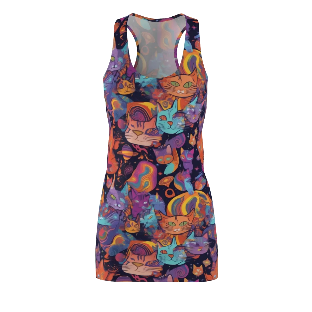 Cosmic Cat Parade on Racerback Dress — Front