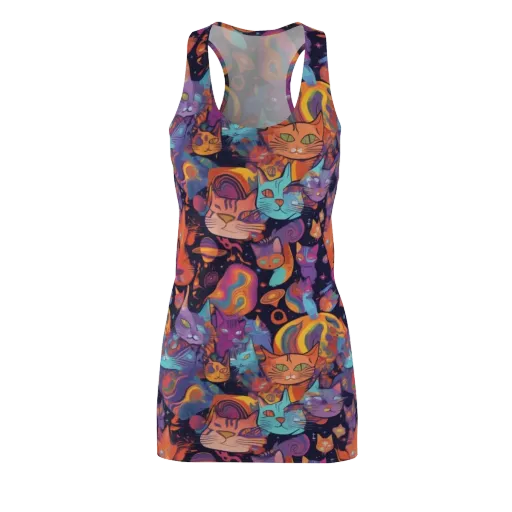 Cosmic Cat Parade on a Racerback Dress
