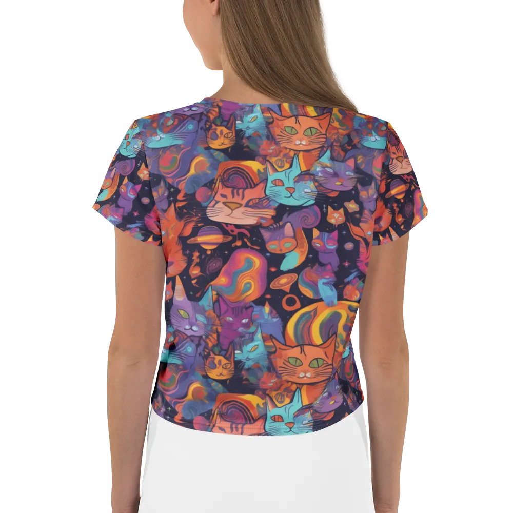 Cosmic Cat Parade on Crop Tee — Back