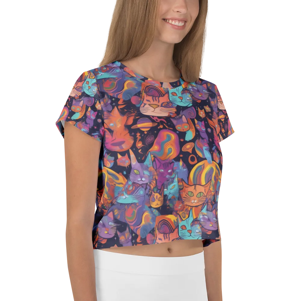 Cosmic Cat Parade on Crop Tee — Right