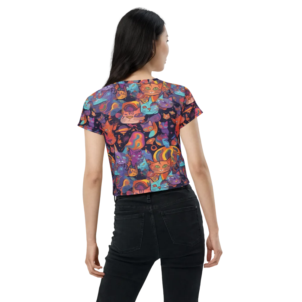 Cosmic Cat Parade on Crop Tee — Back