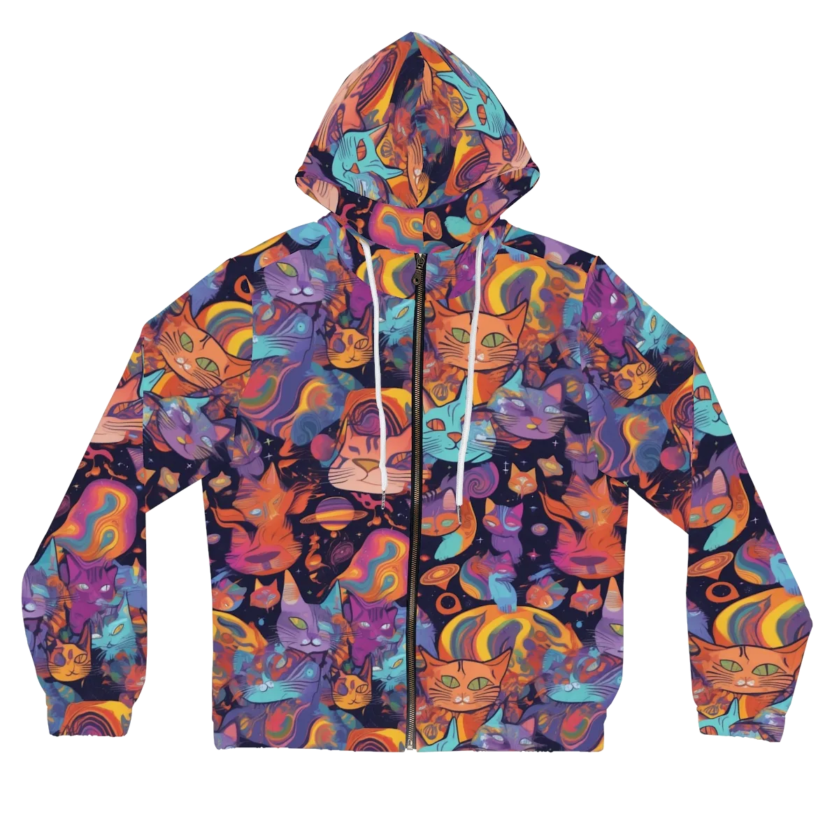 Cosmic Cat Parade on Women's Full-Zip Hoodie — Front