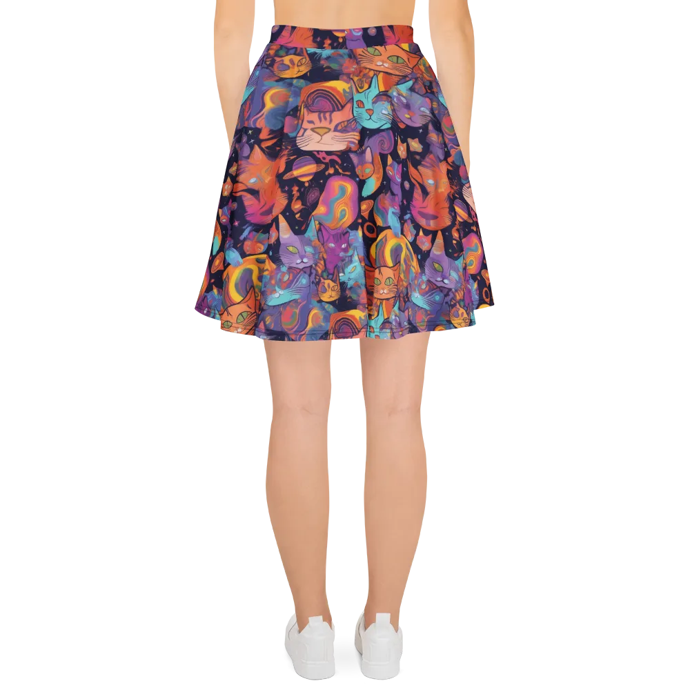 Cosmic Cat Parade on Skater Skirt — Back