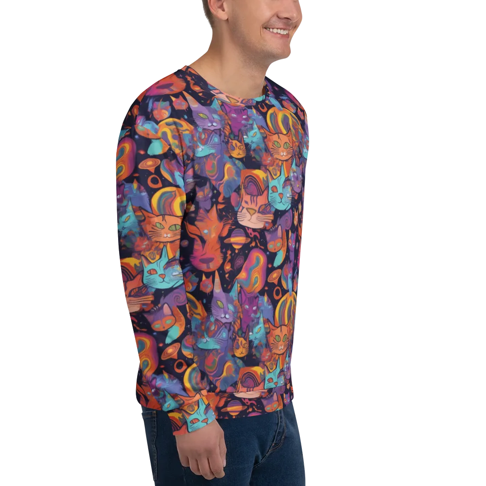Cosmic Cat Parade on Sweatshirt — Right Front