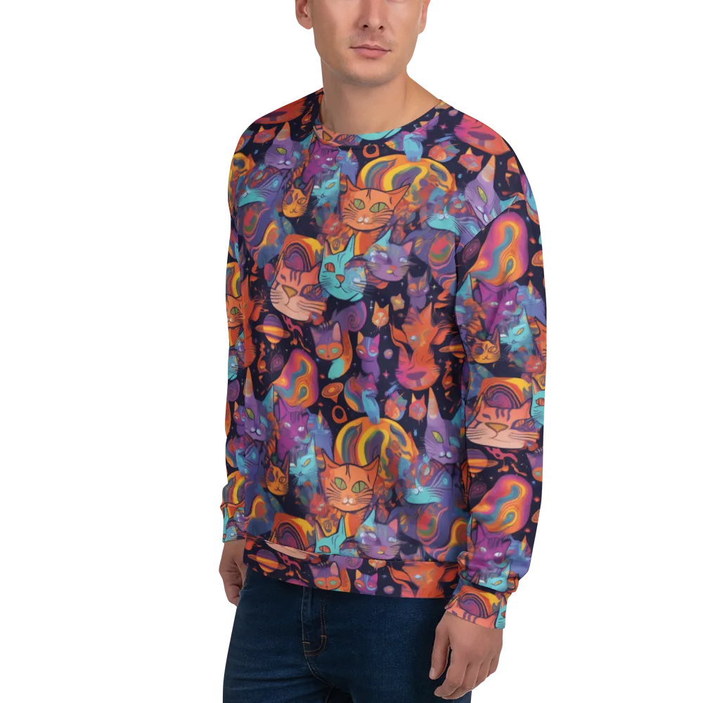 Cosmic Cat Parade on Sweatshirt — Left Front