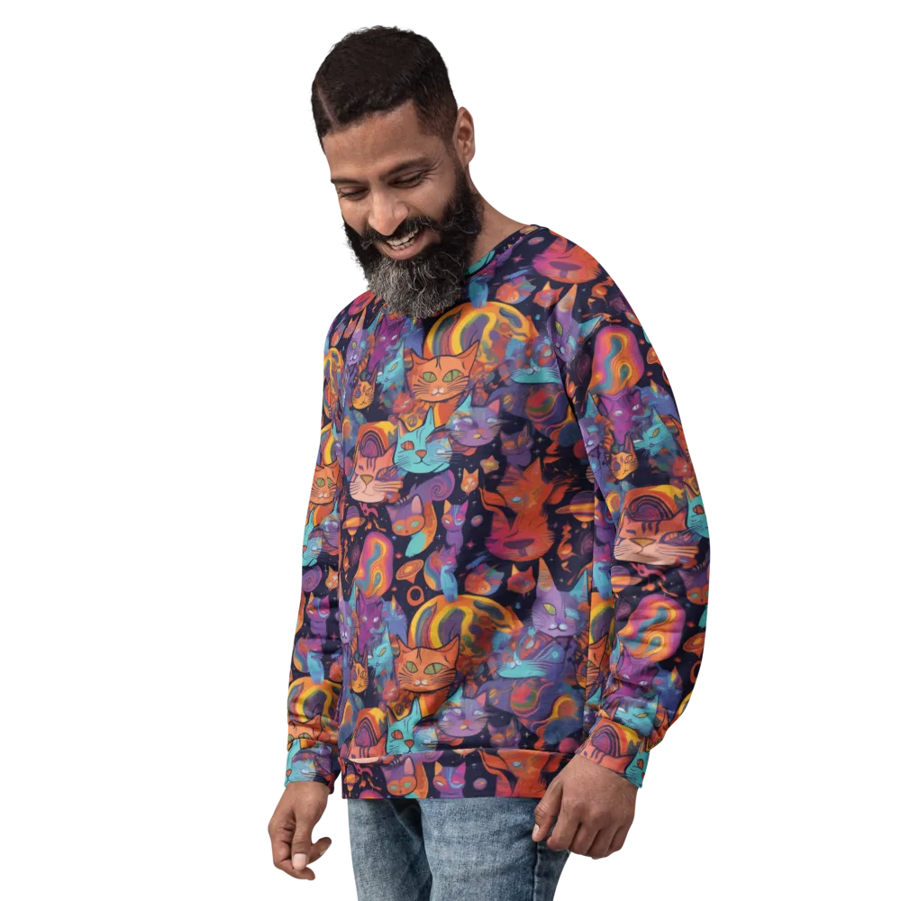 Cosmic Cat Parade on Sweatshirt — Left Front