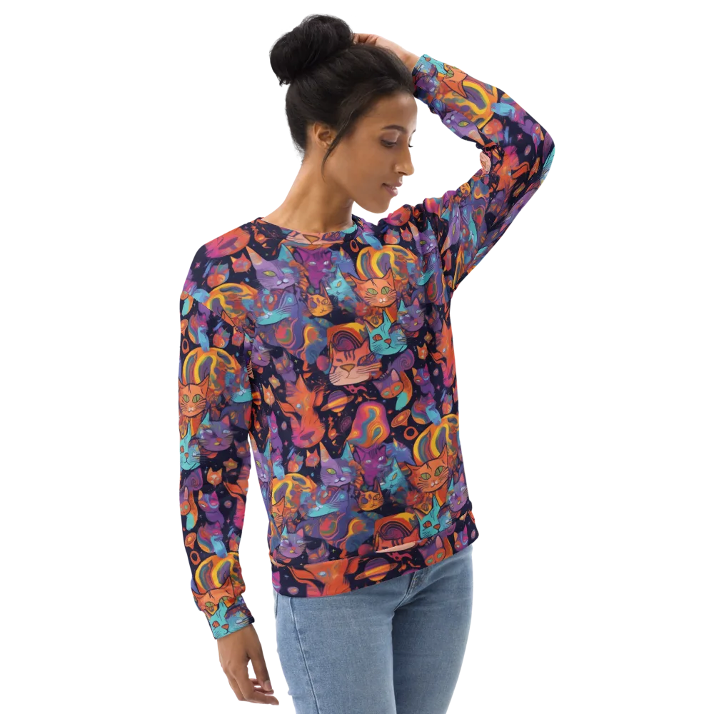 Cosmic Cat Parade on Sweatshirt — Right Front