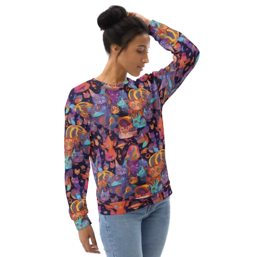 Cosmic Cat Parade on a Sweatshirt