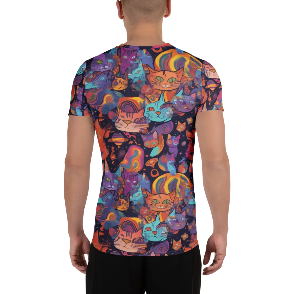 Cosmic Cat Parade on Men's Athletic T-Shirt — Back