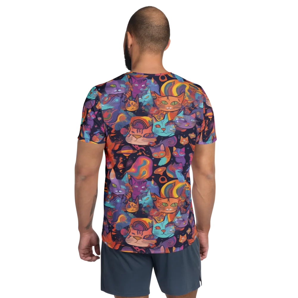Cosmic Cat Parade on Men's Athletic T-Shirt — Back