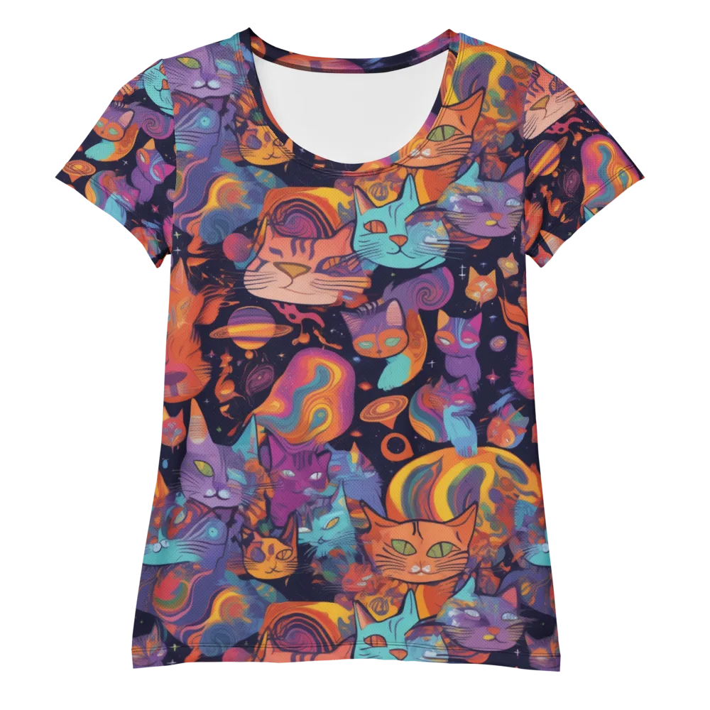 Cosmic Cat Parade on Women's Athletic T-Shirt — Front