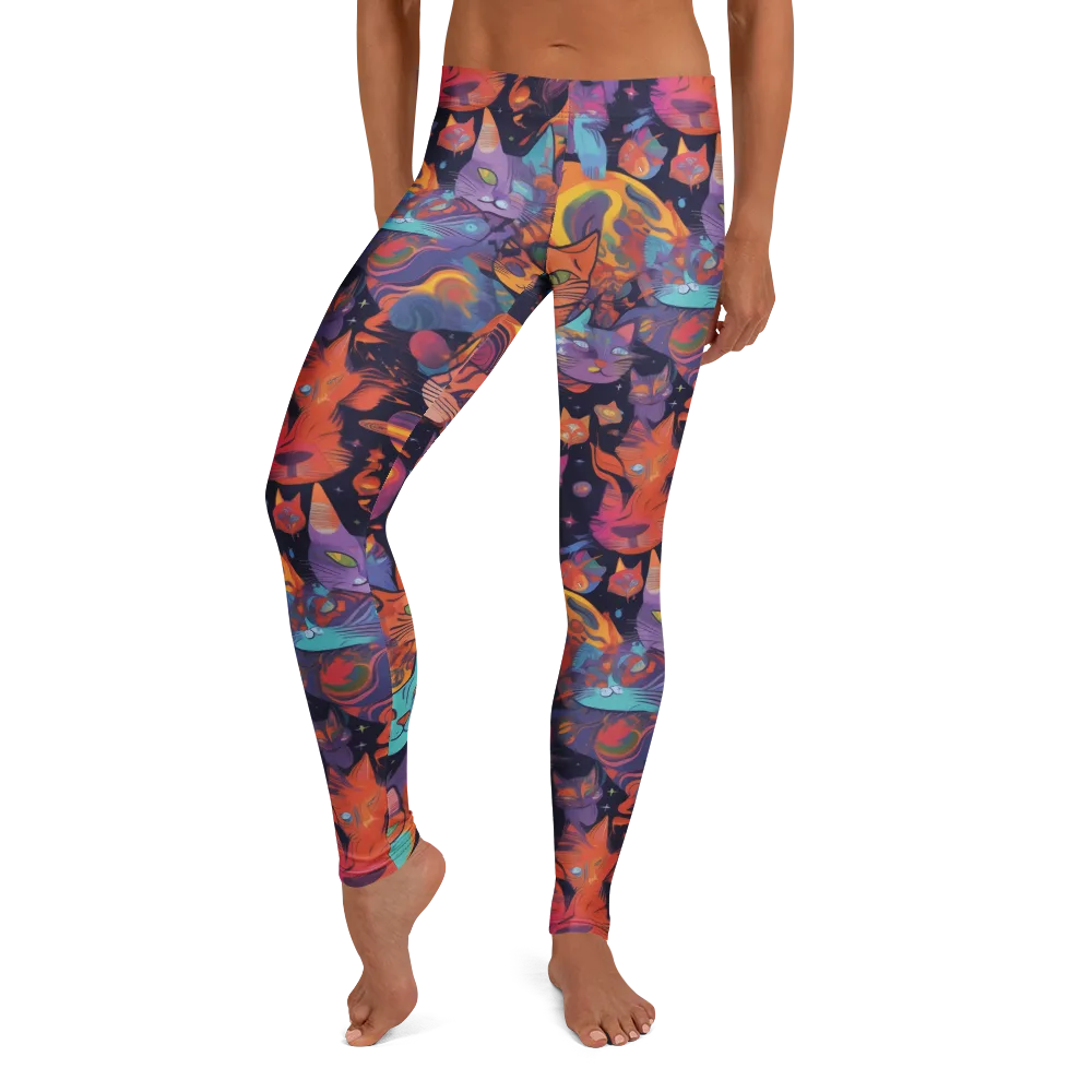 Cosmic Cat Parade on Leggings — Front