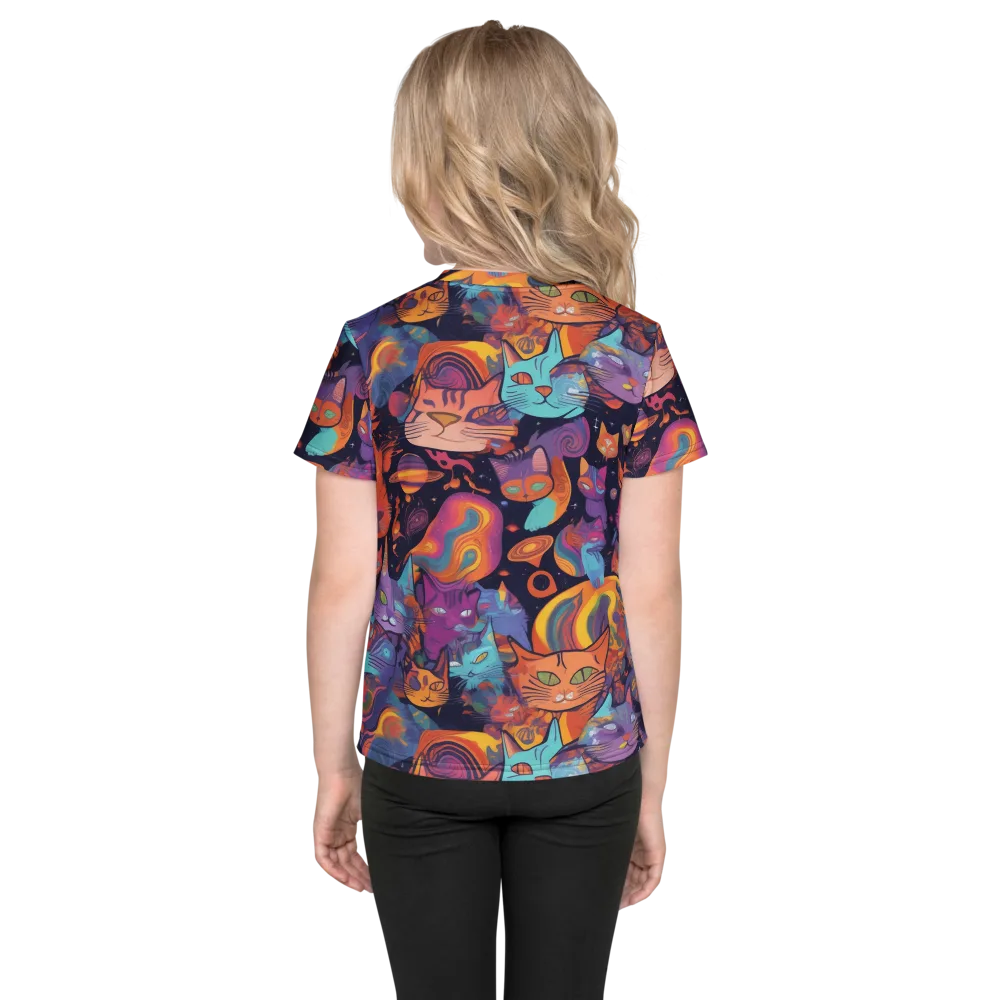 Cosmic Cat Parade on Kids Crew Neck T-Shirt — Back