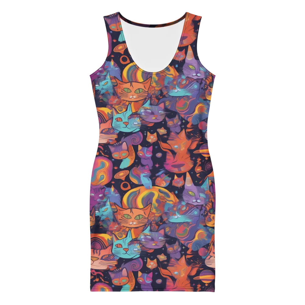 Cosmic Cat Parade on Bodycon Dress — Front