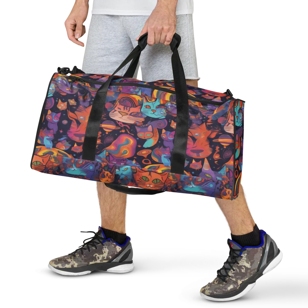 Cosmic Cat Parade on Duffle Bag — Front