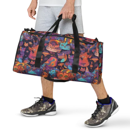 Cosmic Cat Parade on a Duffle Bag